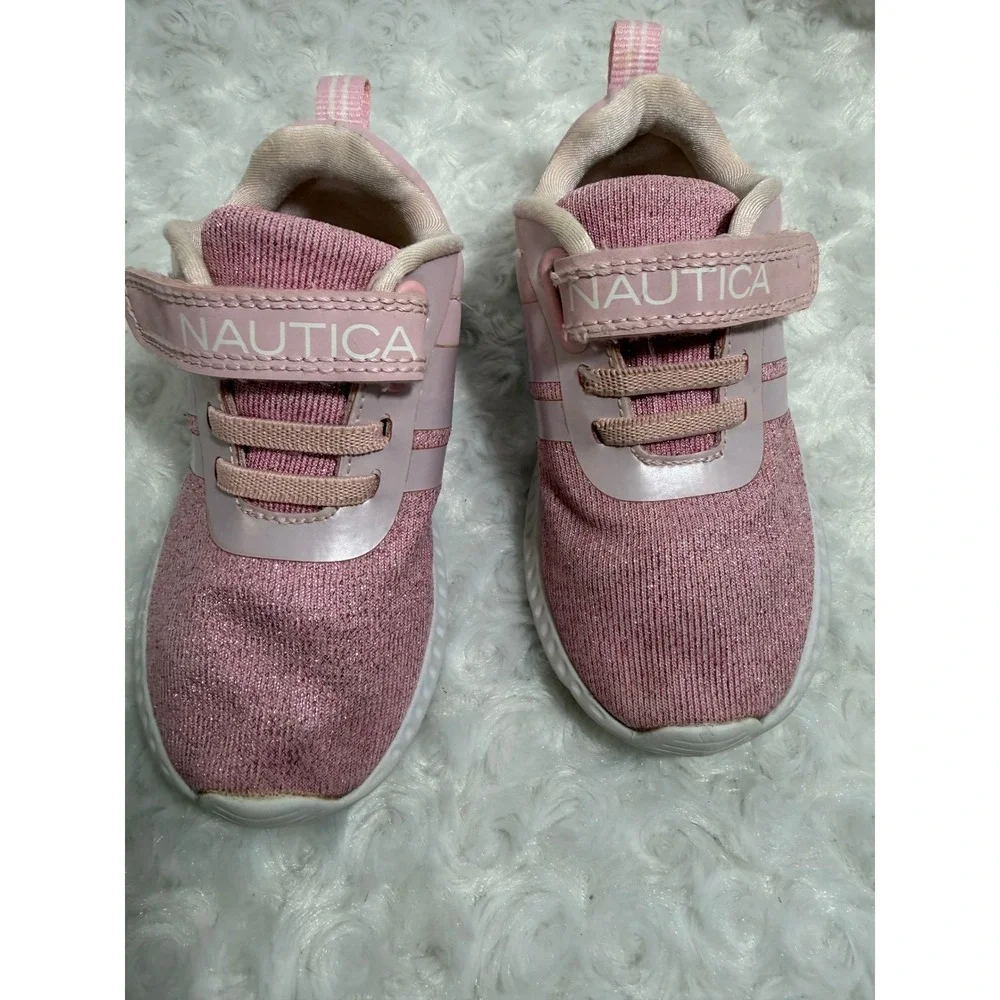 Nautica Towhee Girls‎ Pink Glitter Knit Sneakers Athletic Running Shoes Size 8